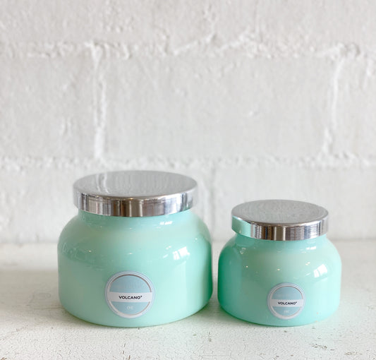 Volcano scented CapriBlue Candle in Aqua Signature Jar
