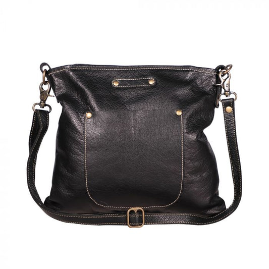 Black Leather Cozy Handbag