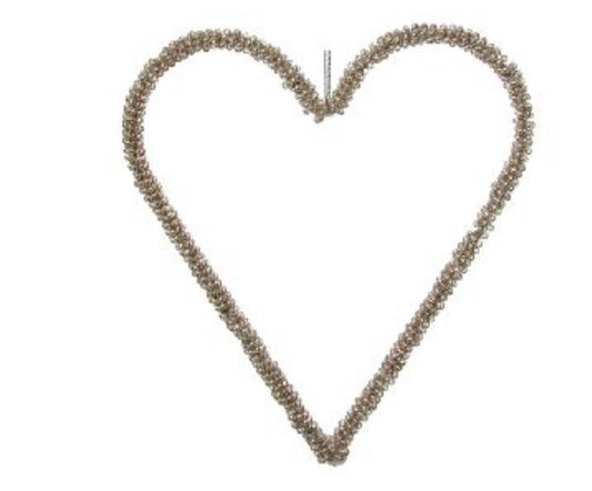 Beaded Silver  Heart  Ornament