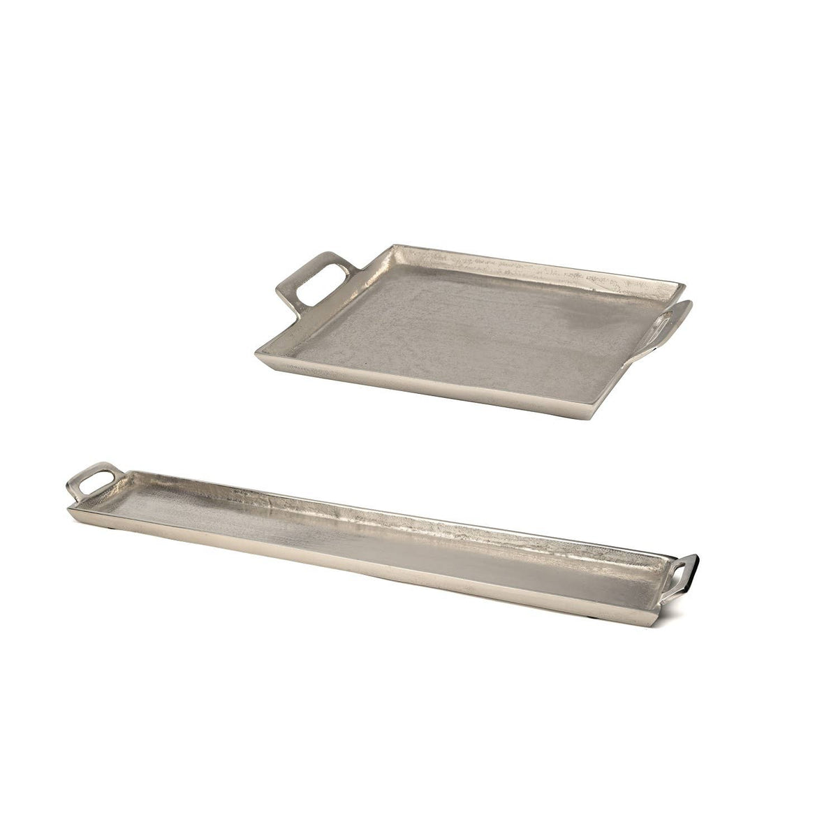 Alum. Tray w/Handles 10x14" - RAW NICKEL