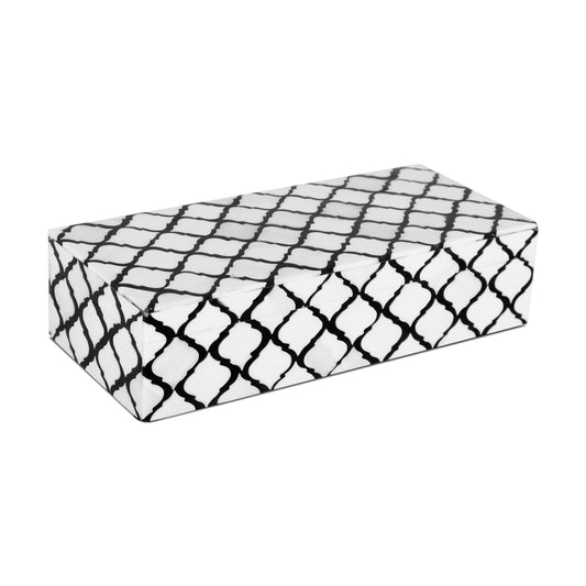 Decorative Box Moroccan Pattern Inspired Black & White 10X4.5X2.5 Inch: Moroccan B&W