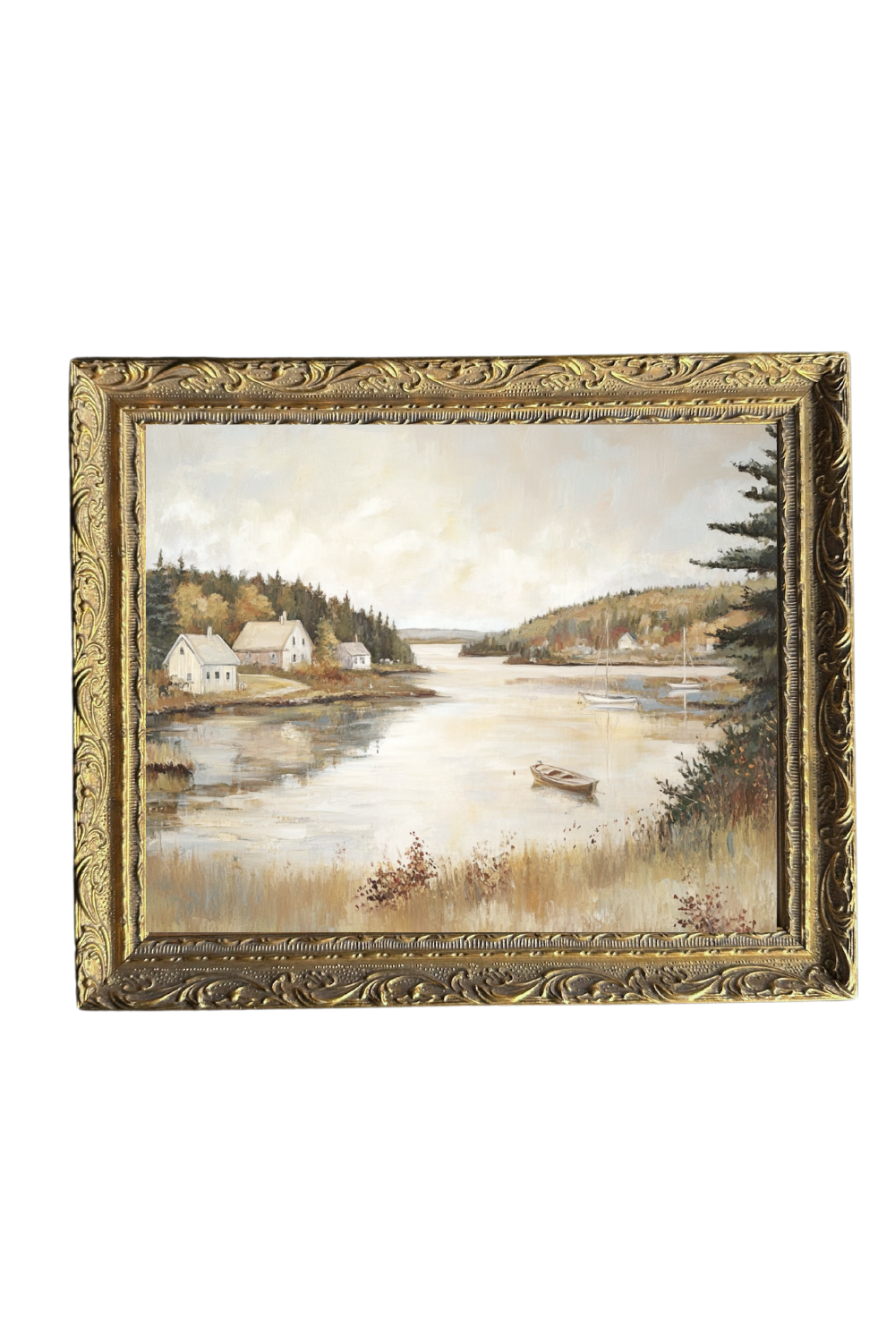 Lakeside Property | French Brass Gold Mould Framed Art: 5 x 7