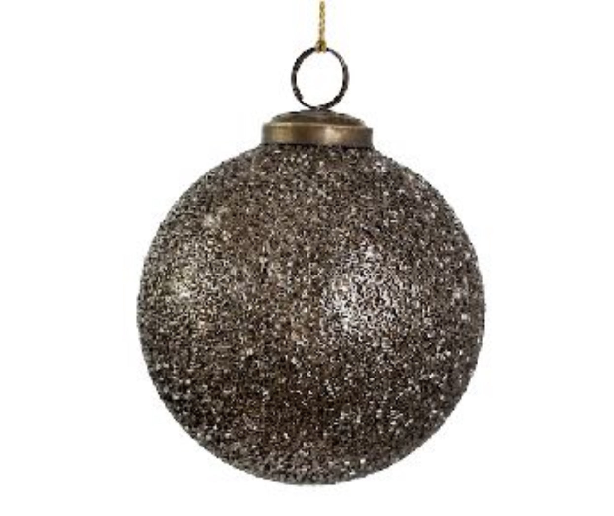 Antique Silver Beaded Glass Ball Ornament