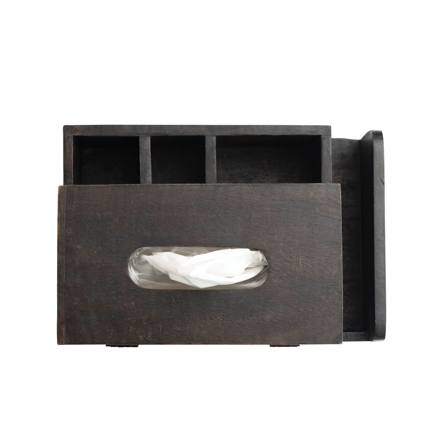 Mango Wood Tissue Box Holder with 4 Compartments