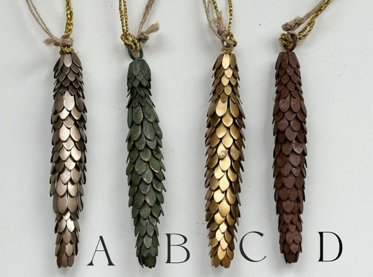 Metal Pinecone Ornament 4 Colors to Choose From.