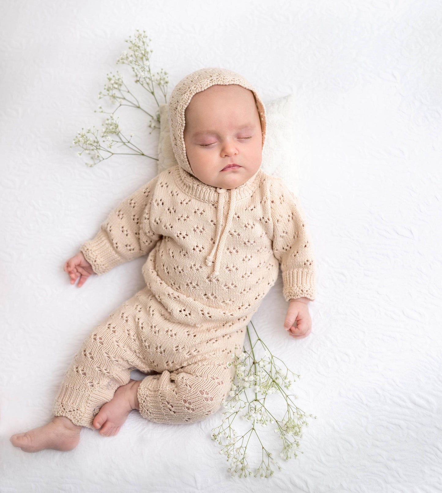 Grace Jumpsuit 2pc: APRICOT w/Bonnet / Newborn (NB)