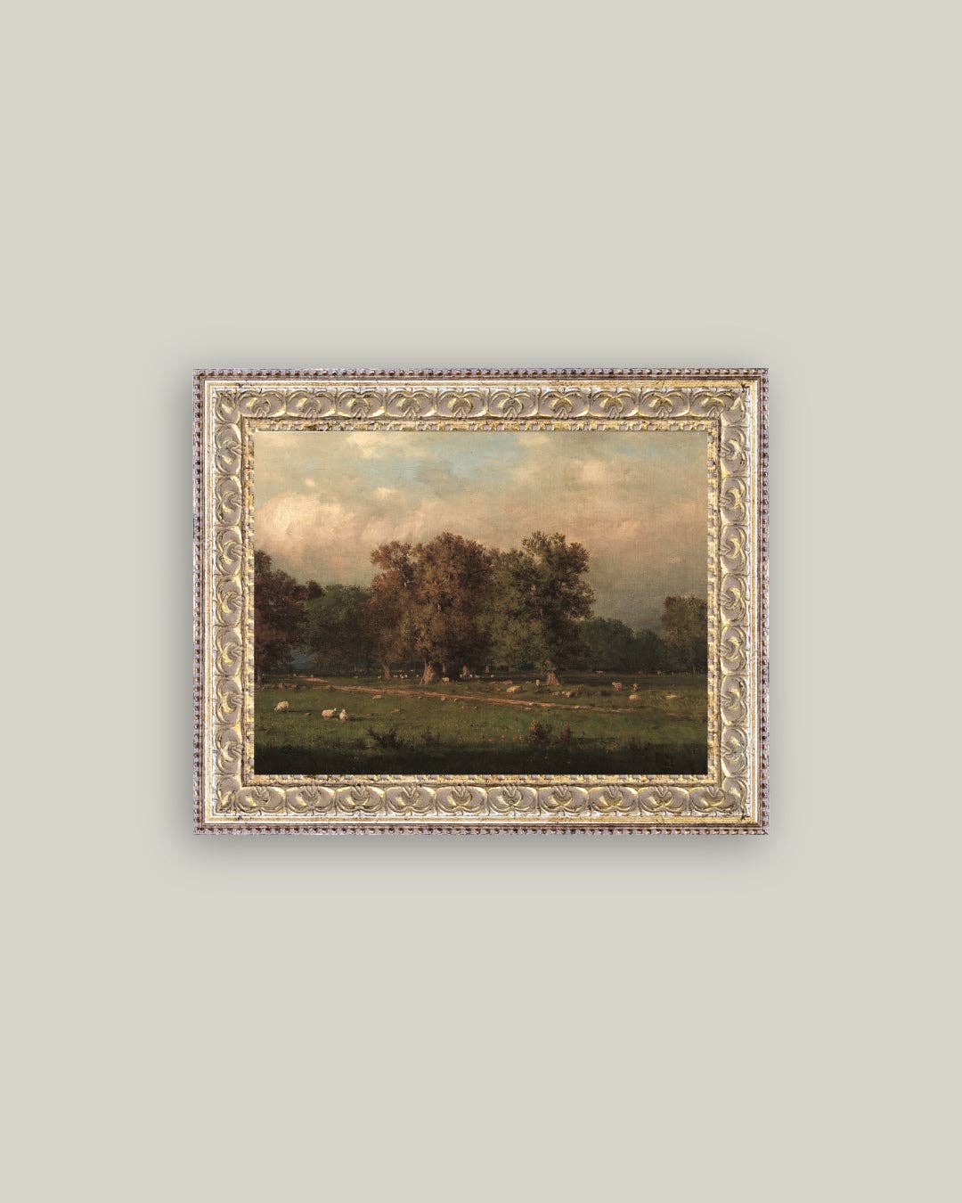 Sheep Farm Framed Antique Art: 16x12