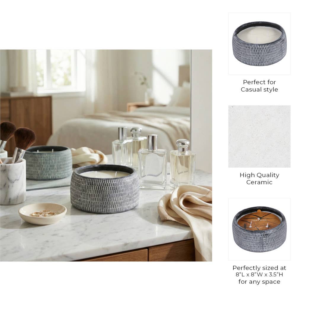 Candle - Neroli and Basil Black Ceramic Textured, 22 Oz