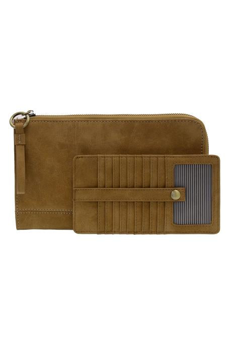 Wheat Faux Suede Karina Convertible Wristlet & Wallet