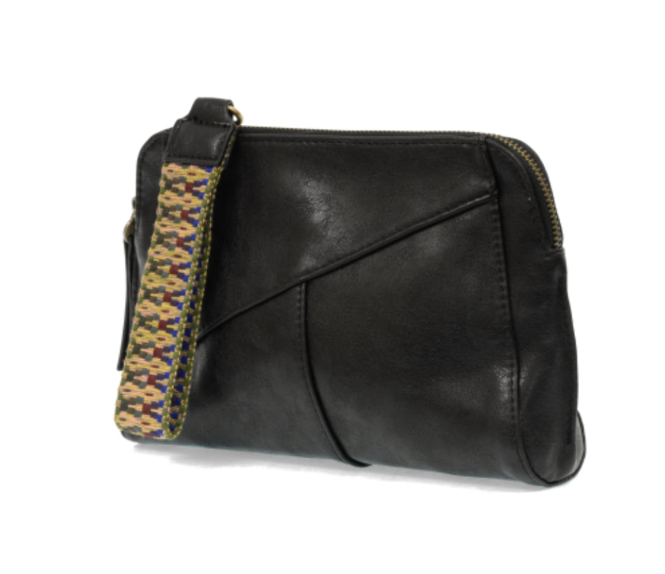 New Black Gigi Crossbody with Woven Wristlet Strap