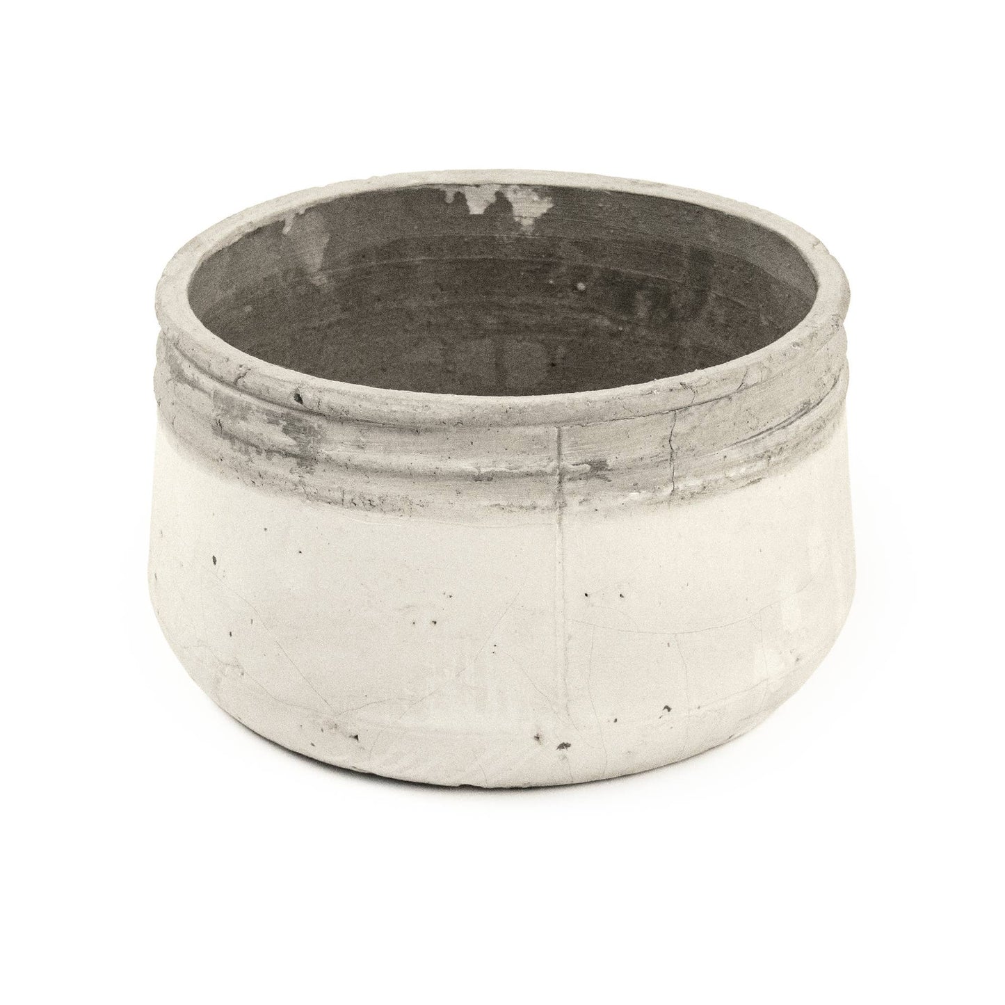 Distressed White Large Bowl Container