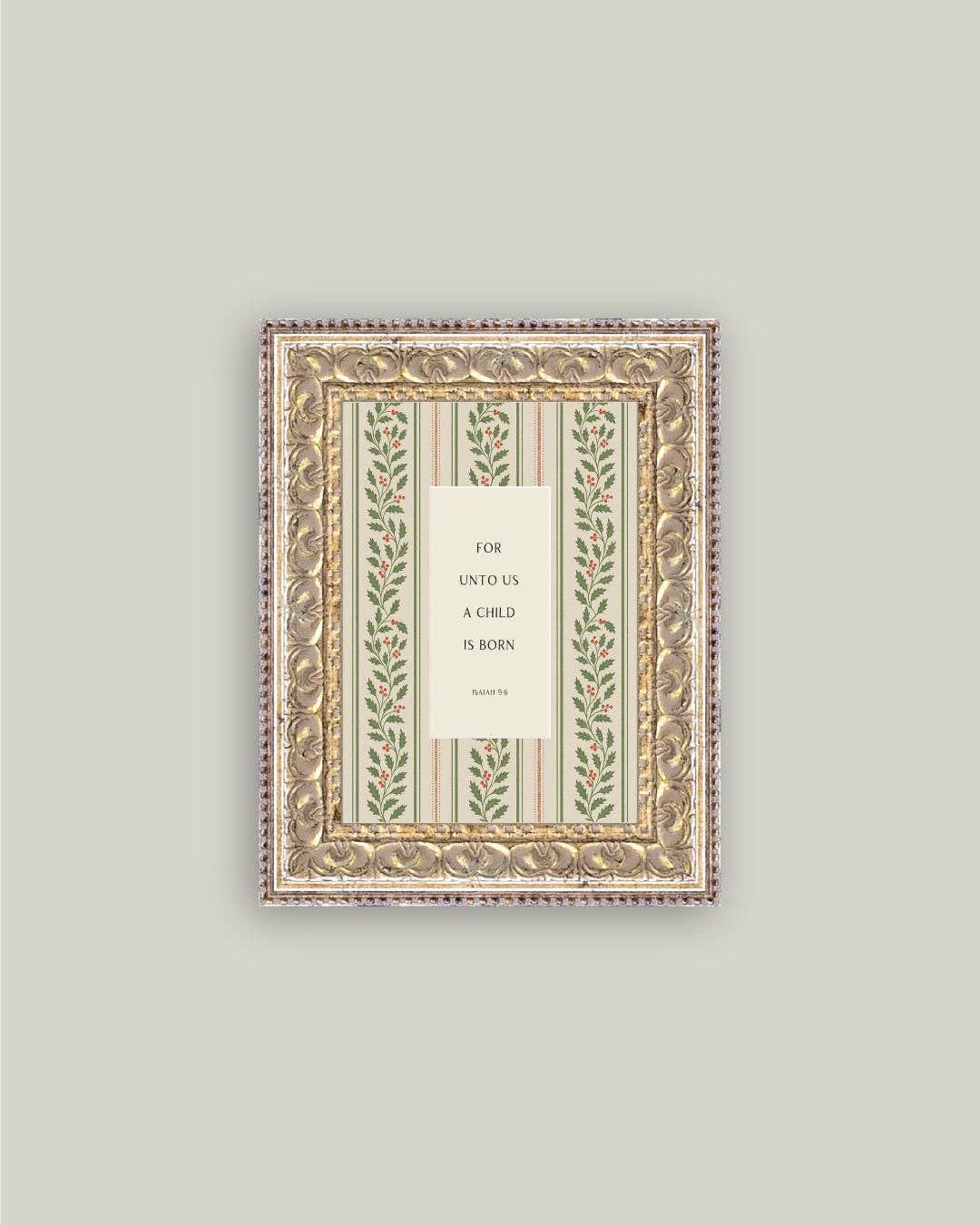 A Child is Born Framed Antique Art: 8x10