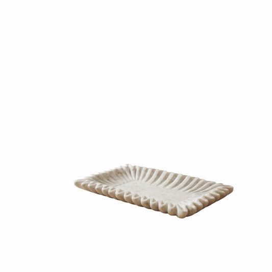 Fluted Tray Sm.: White / Marble