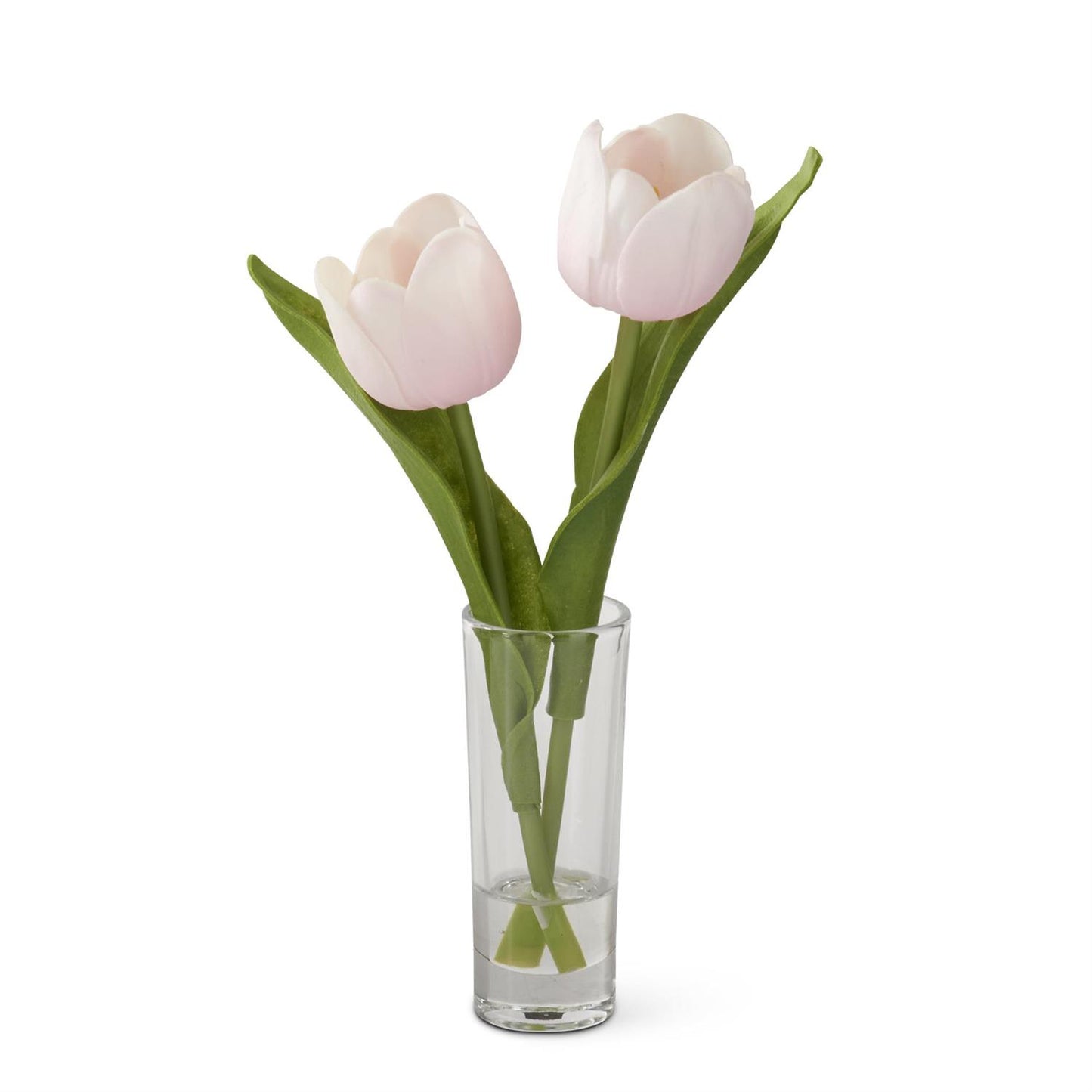 REAL TOUCH DOUBLE TULIP IN GLASS VASE