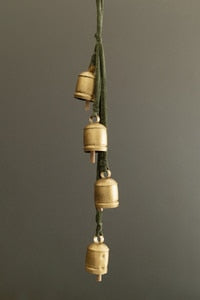 Jingle Bell Cluster with Green Velvet Ribbon