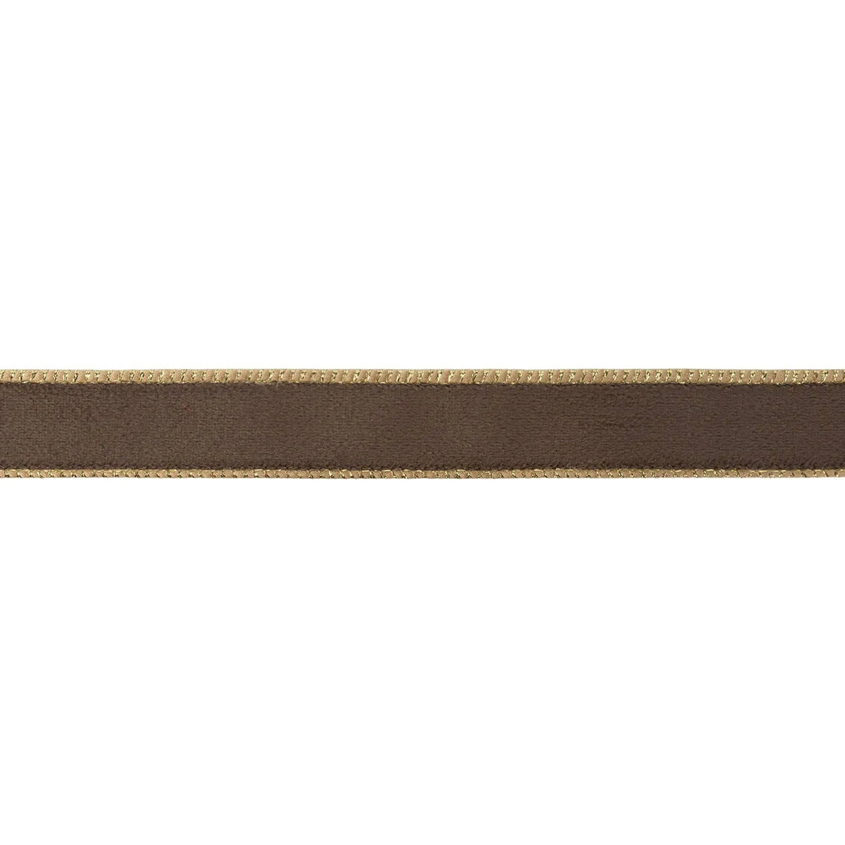 1" Reversible Classic Velvet Wired Ribbon | Brown w/ Gold Shimmer Satin Backing | 10 Yard Roll