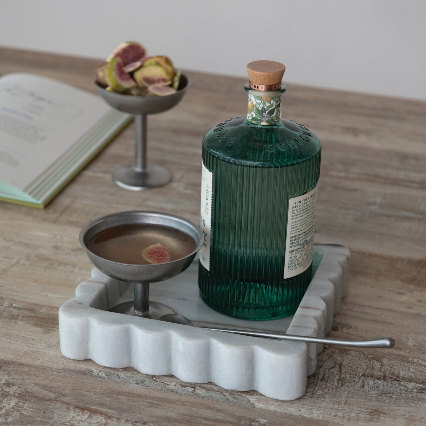 Marble Scalloped Tray, Grey Melange (Each One Will Vary)