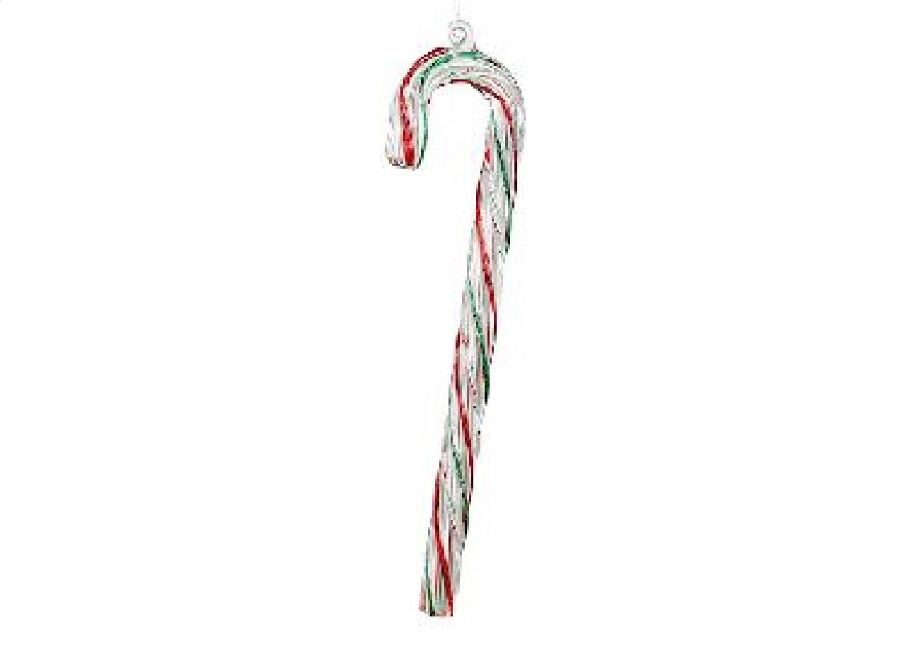 Glass candy stick clear-red -green