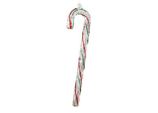 Glass candy stick clear-red -green