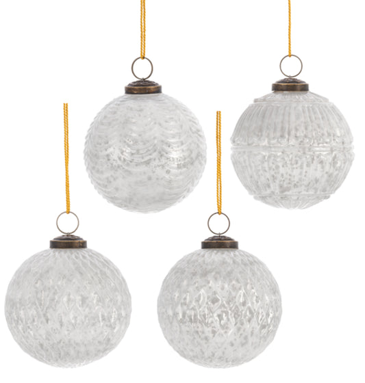 Textured White Kugel Ball Ornament