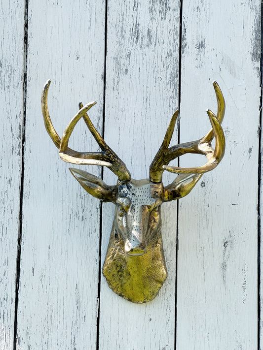ANTIQUE GOLD DEER HEAD WALL HANGER