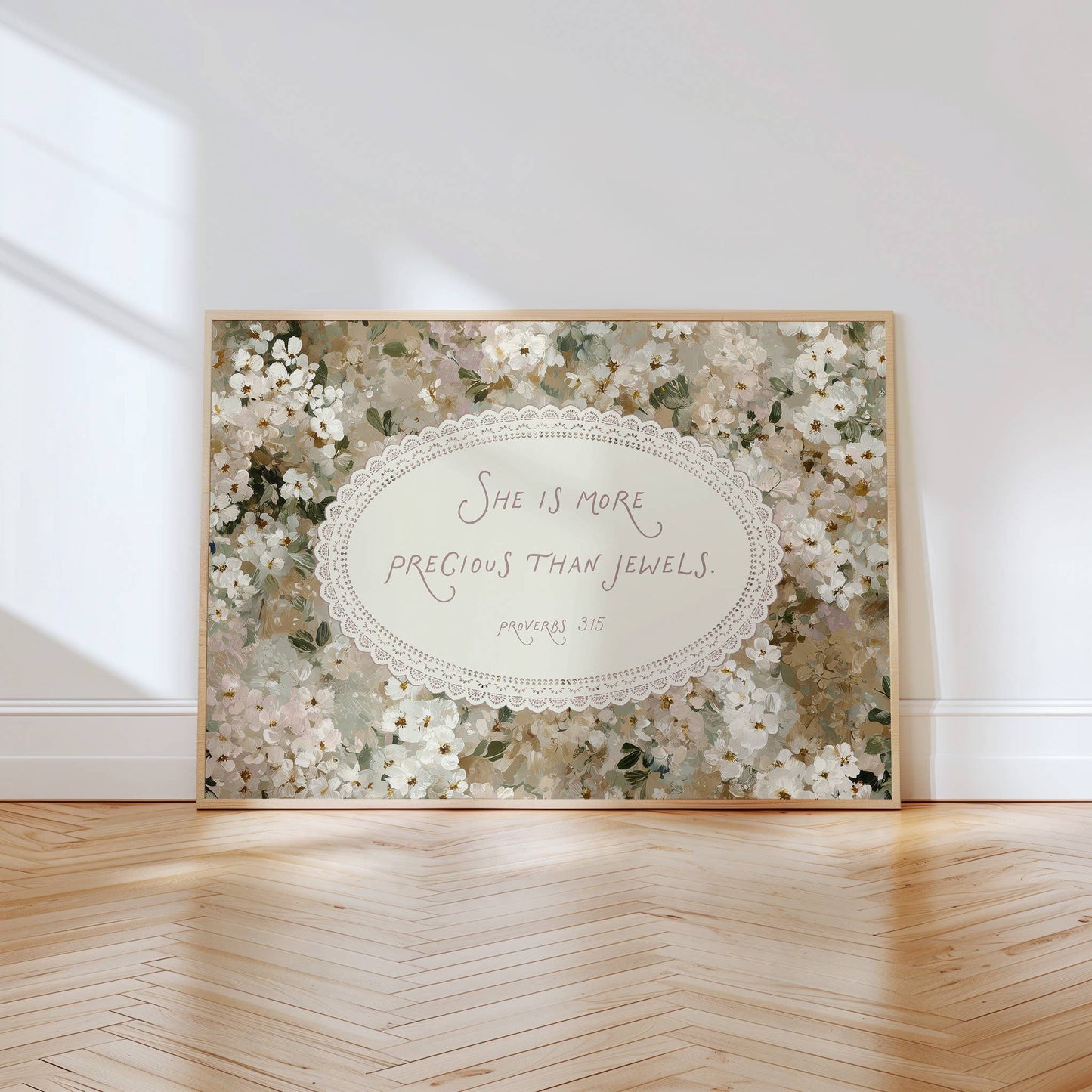 Girls Room Bible Verse (Proverbs 3:15) Christian Art Print: 5" x 7" (vertical)