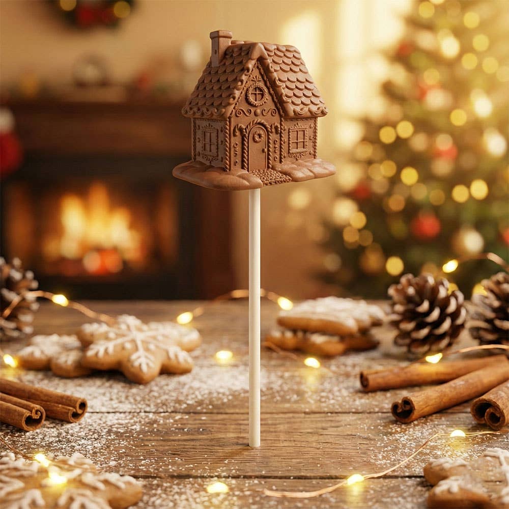 Sugar Cottage – Gingerbread House Chocolate Lollipop: White Chocolate