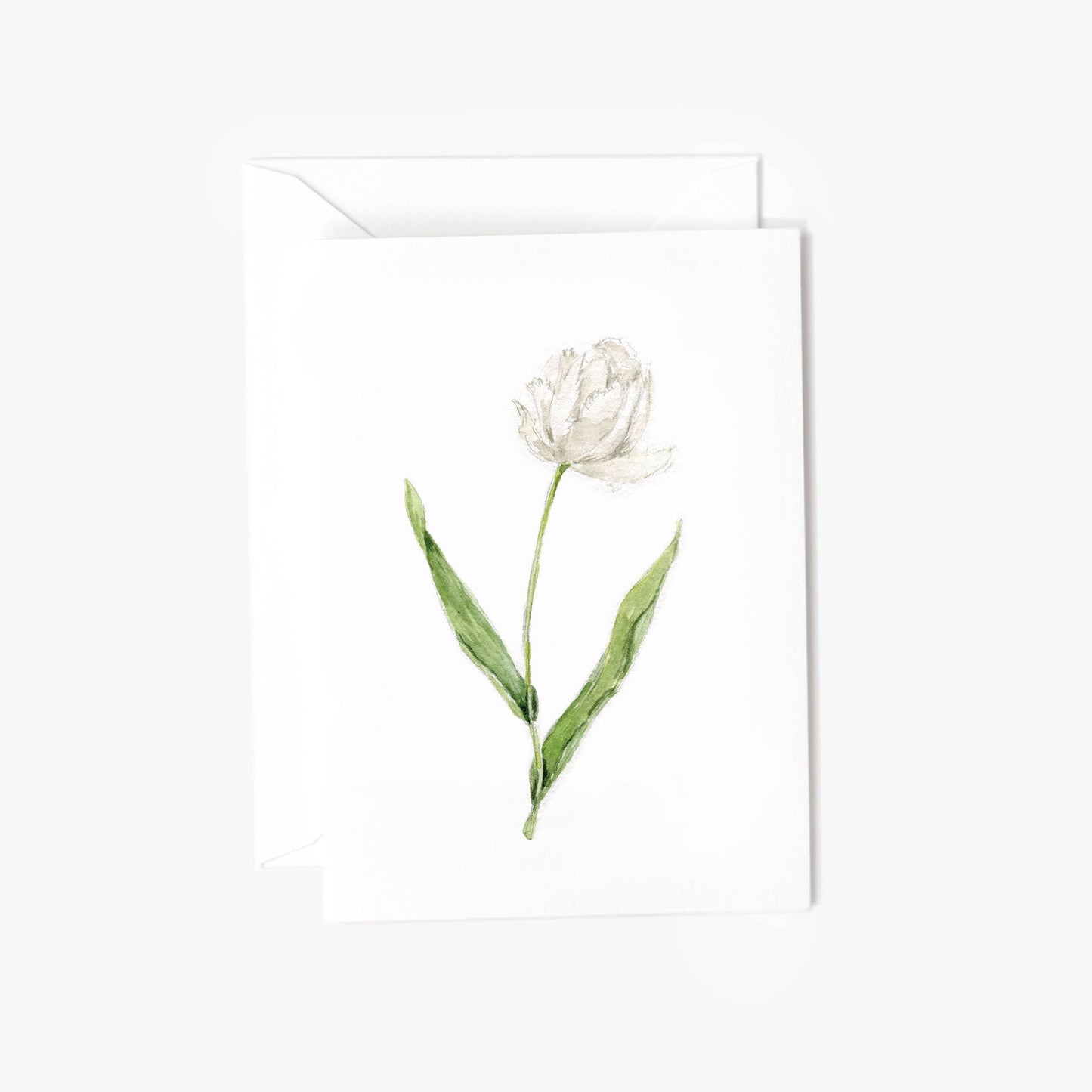 White tulip mini notecard