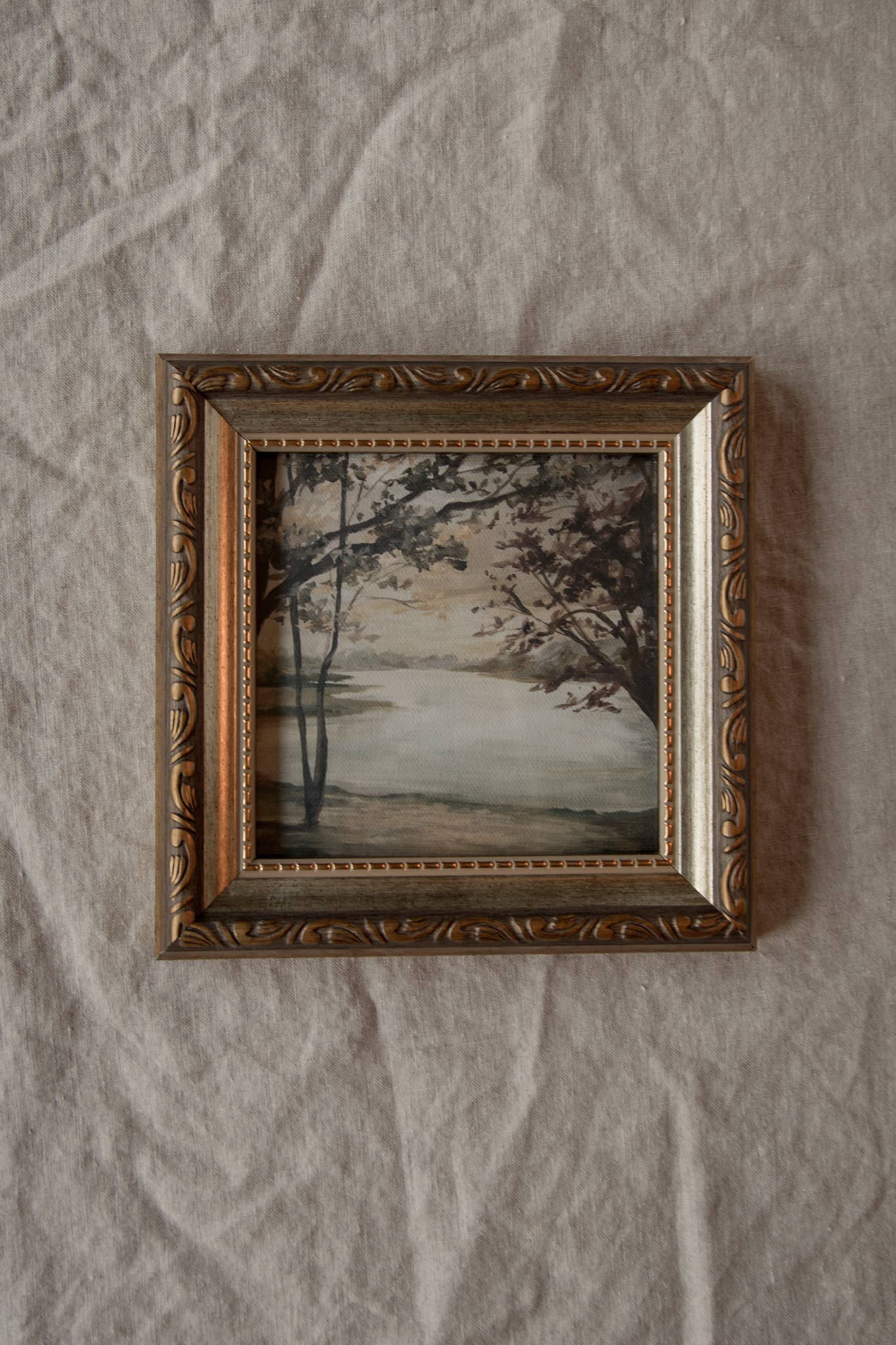 Antique Style Framed Art Print-Landscape-"The Lake House"