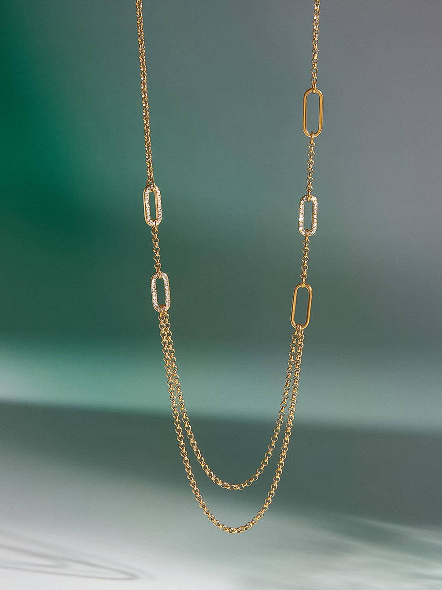 Vion 18K Gold Non-Tarnish Layered Chain Necklace: Yellow Gold