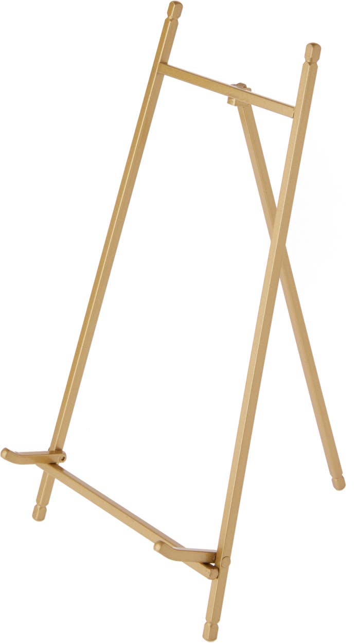 Metal Easel, 12" H x 7" W x 7.75" D: Gold