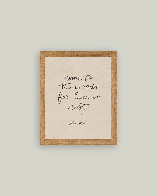 Come To The Woods Framed Antique Art: 7x9