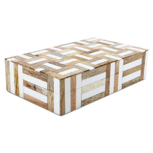 Marquet Chase Wood & Resin Inlay Decorative Storage Box: 10x6x2.5