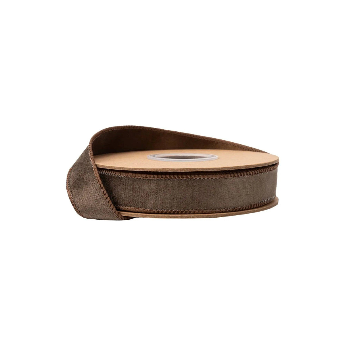 1" Reversible Classic Velvet Wired Ribbon | Brown w/ Brown Shimmer Backing | 10 Yard Roll