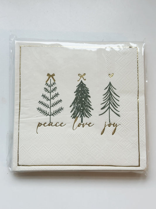 Peace • Love• Joy • Tree Cocktails Napkins