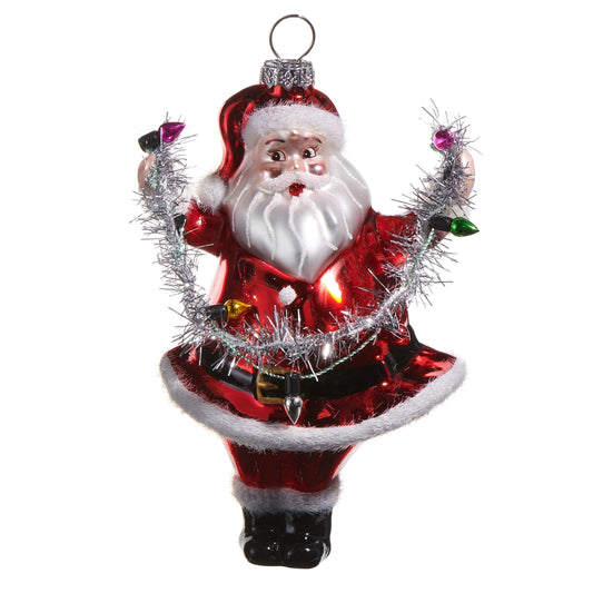 Santa Holding Lights Ornament
