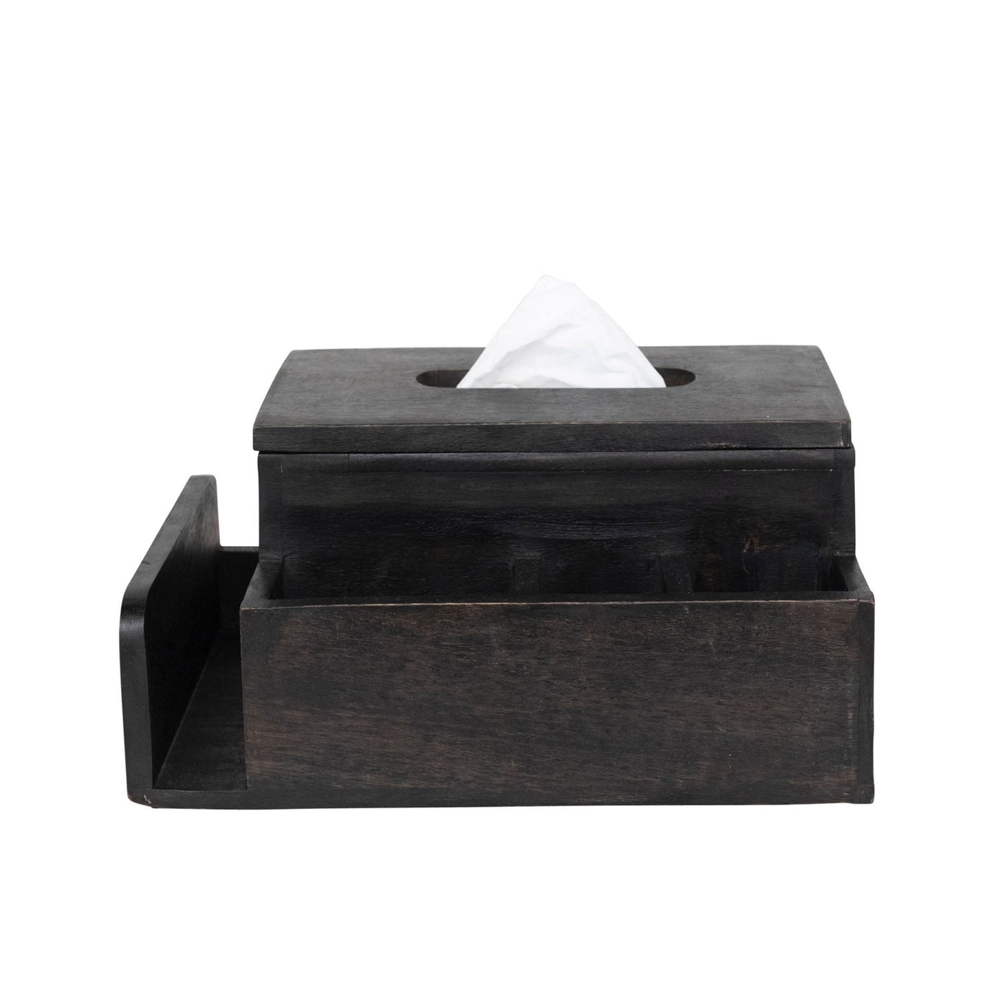 Mango Wood Tissue Box Holder with 4 Compartments