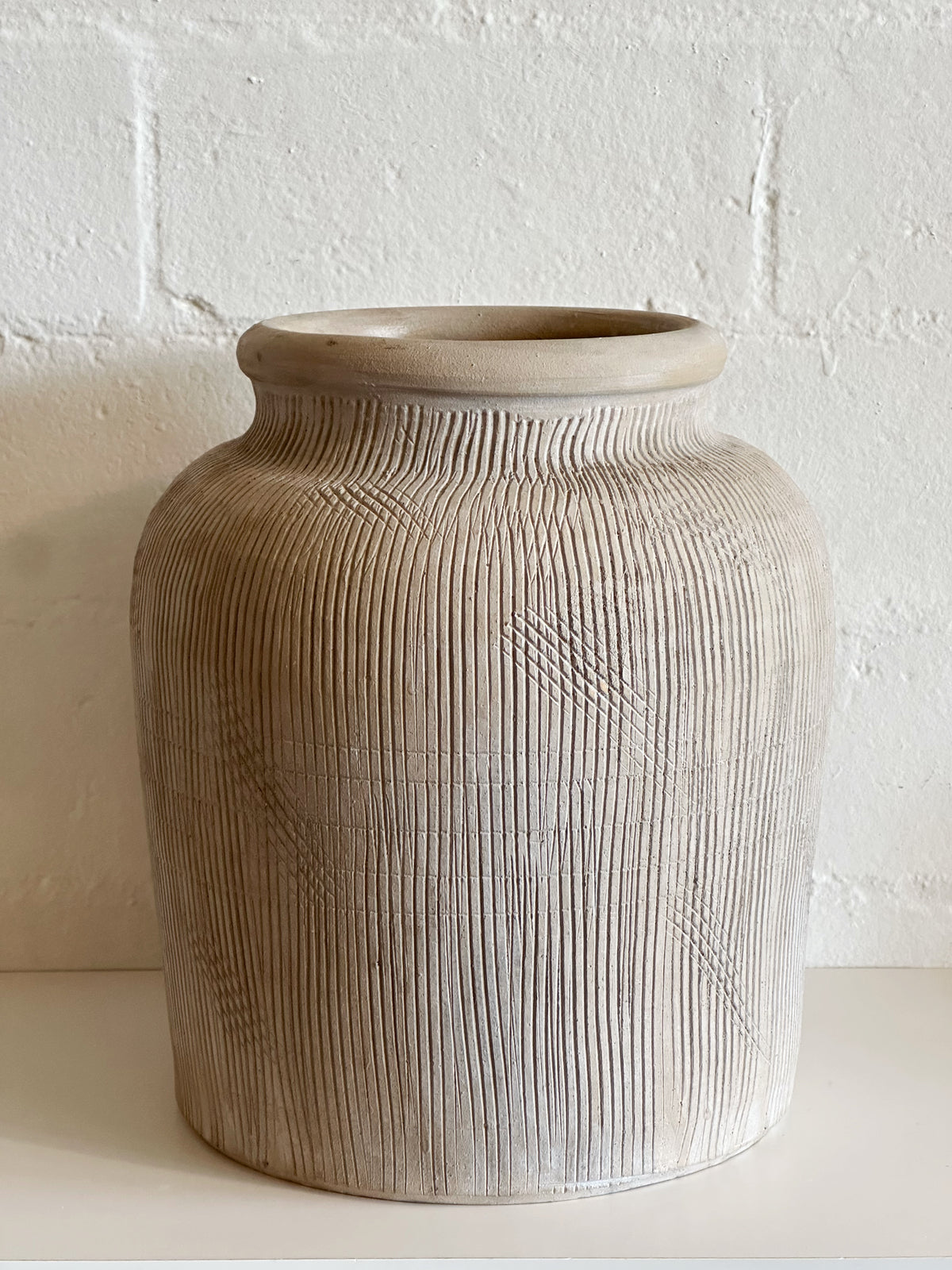Gray Taupe Deco Line Vase
