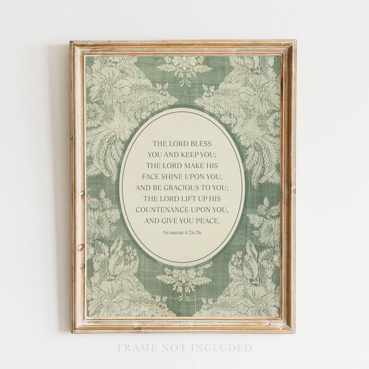 Bless You Vintage Wall Art Print Christian Gift Decor : 8x10