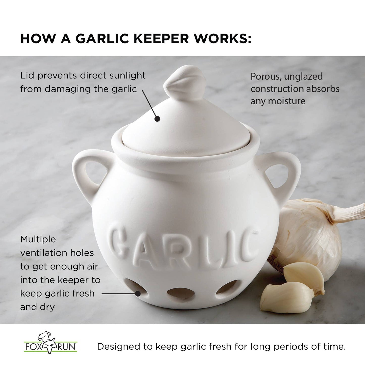 Ceramic Garlic Keeper, White