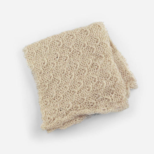 Baby Wrap | Mohair Hand Knit Baby Blanket: Tan