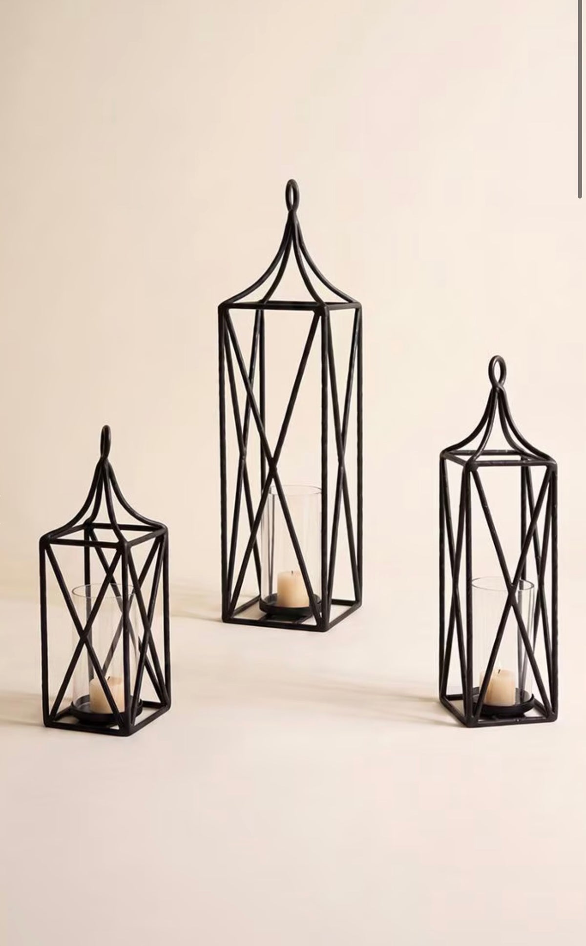 Forged-Iron Lanterns with Glass Inserts