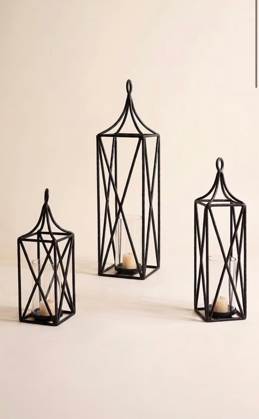 Forged-Iron Lanterns with Glass Inserts