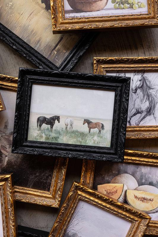 Horse Pasture | French Black Mould Framed Art: 5 x 7