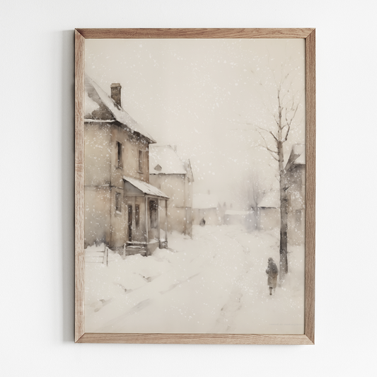 Snowy Street Art Print: 8" x 10"