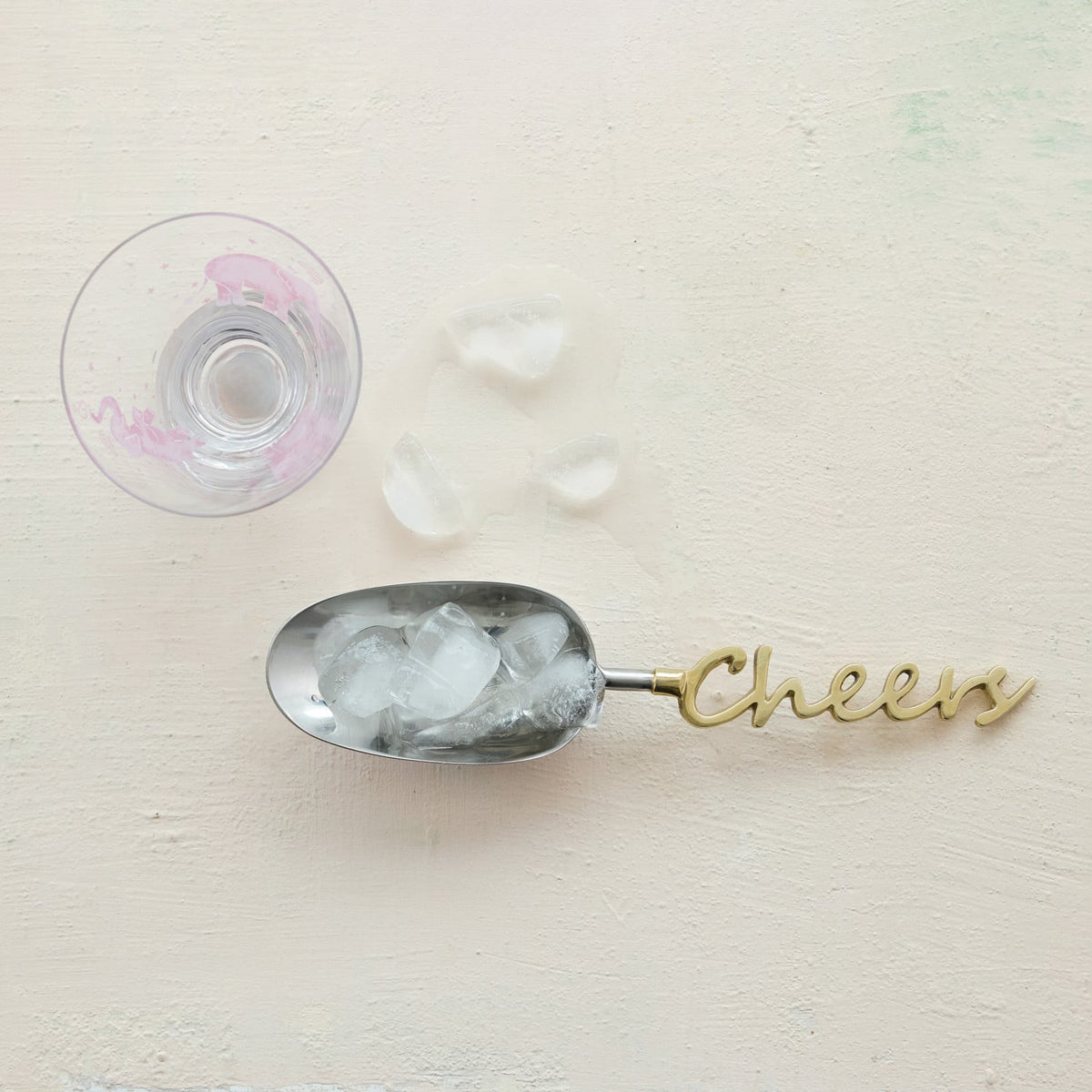 Stainless Steel Scoop w/ Brass Handle "Cheers”