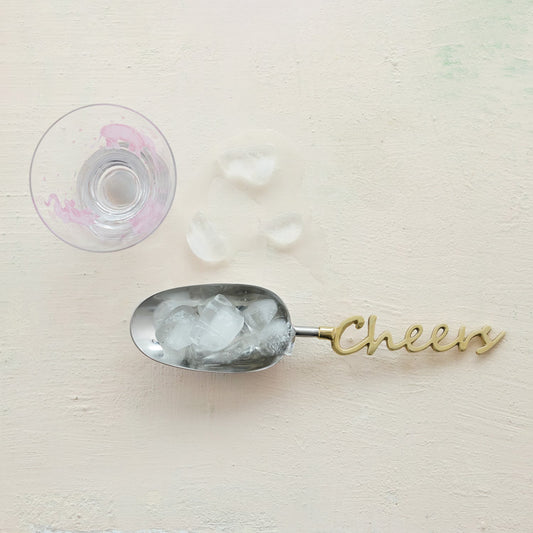 Stainless Steel Scoop w/ Brass Handle "Cheers”