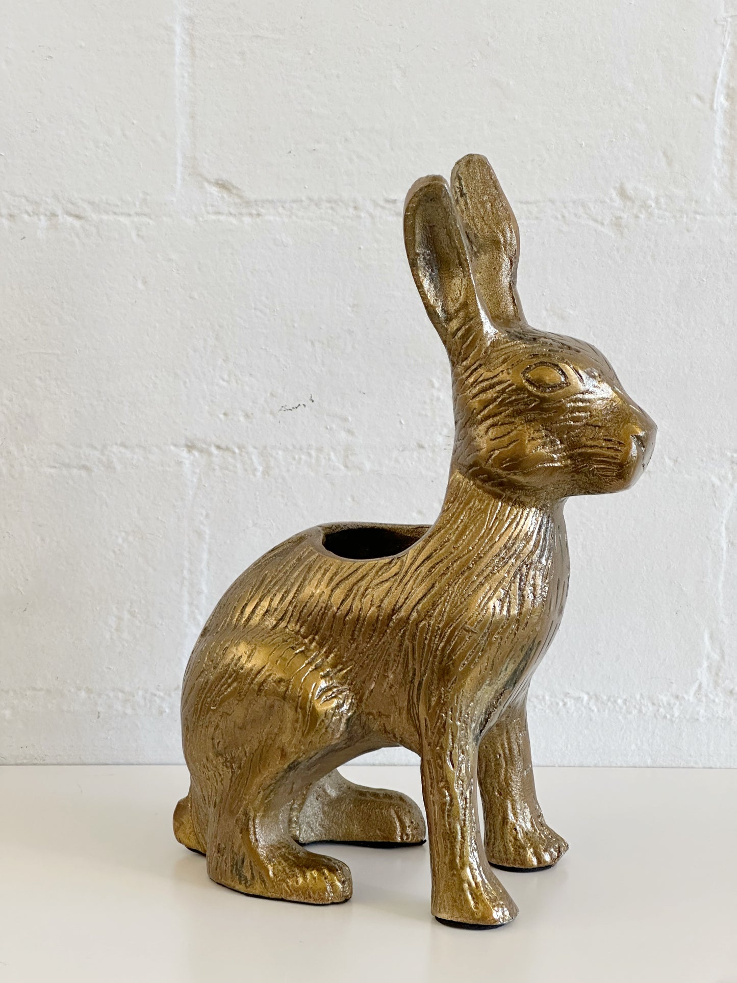 Gold Rabbit Hare Metal Vase