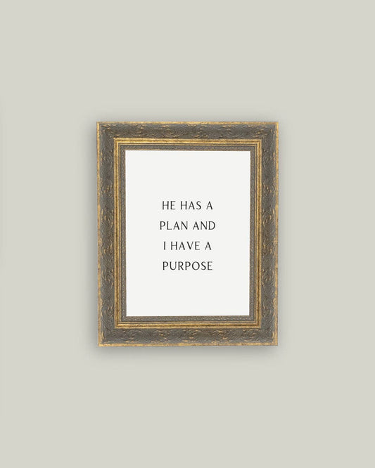 He Has A Plan Framed Antique Print: 8x10