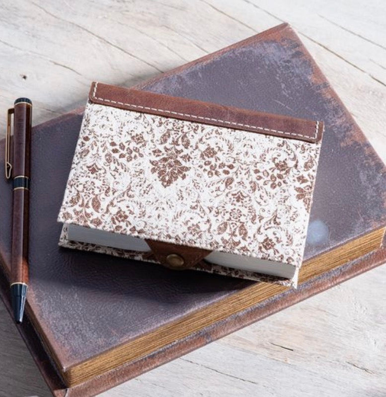 BROWN FLEUR CANVAS LEATHER JOURNAL